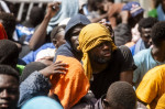 migrant emergency, the situation in the hotspot on the fifth day after the disembarkation of around 6000 people, Lampedusa, 16 Sept 2023