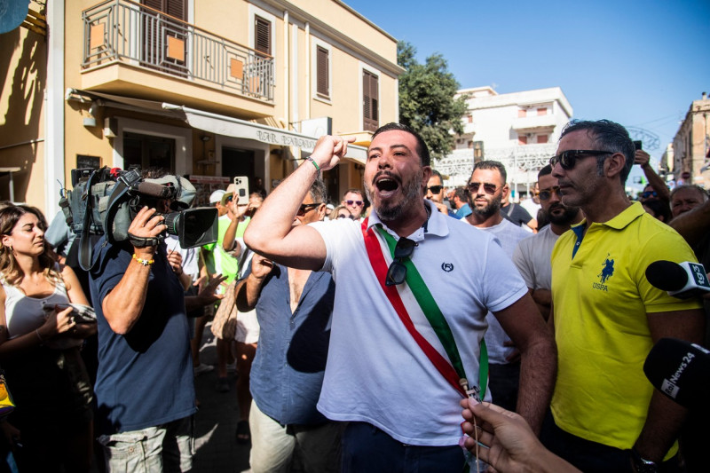 citizens protest against the idea of a new reception centre Lampedusa, Italy 16 Sept 2023