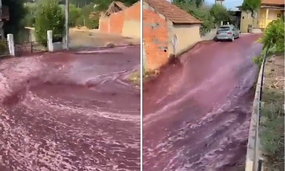 VIDEO Un sat din Portugalia a fost inundat de vin roșu. Cum s-a întâmplat