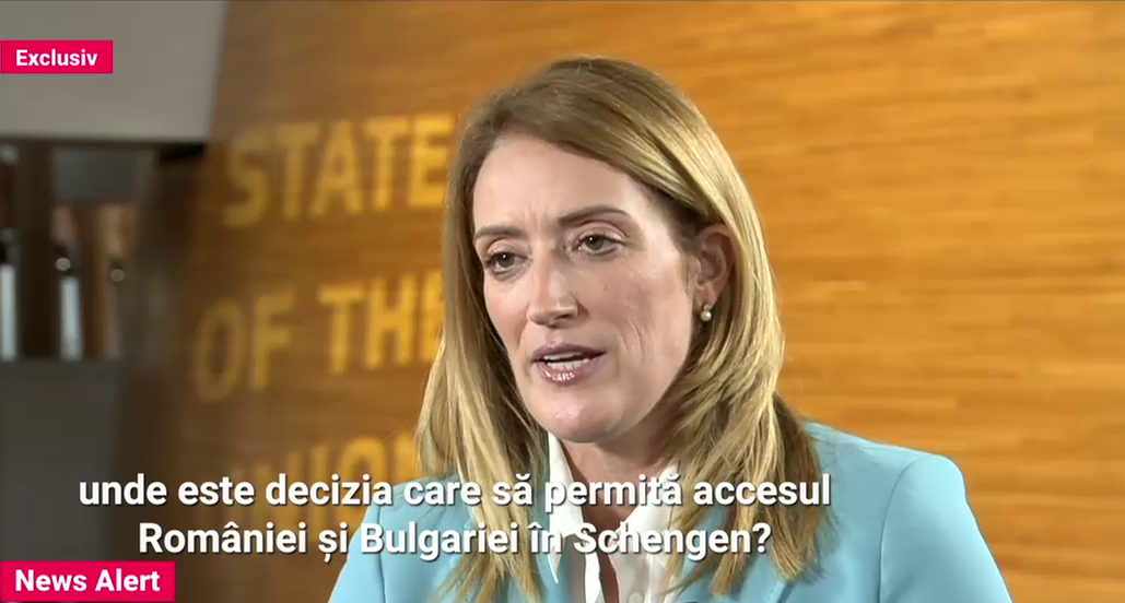 Roberta Metsola: E nevoie de măsuri pentru a garanta o Europă unită, în care România și Bulgaria nu mai sunt ținute la porțile Schengen