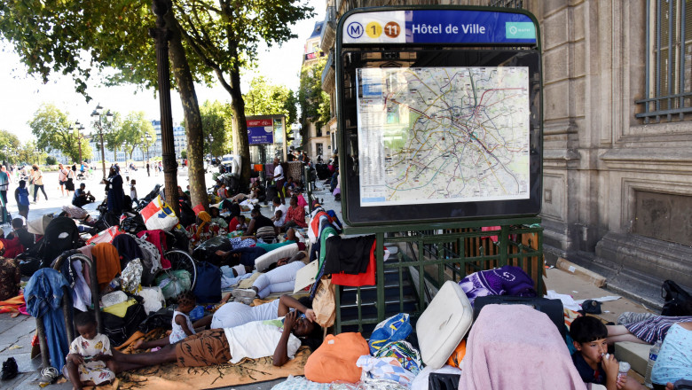 Migrants Camp Outside The City Hall - Paris