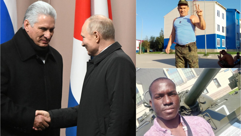 Putin dă mâna cu liderul cubanez Miguel Diaz-Canel / recruți cubanezi în Rusia