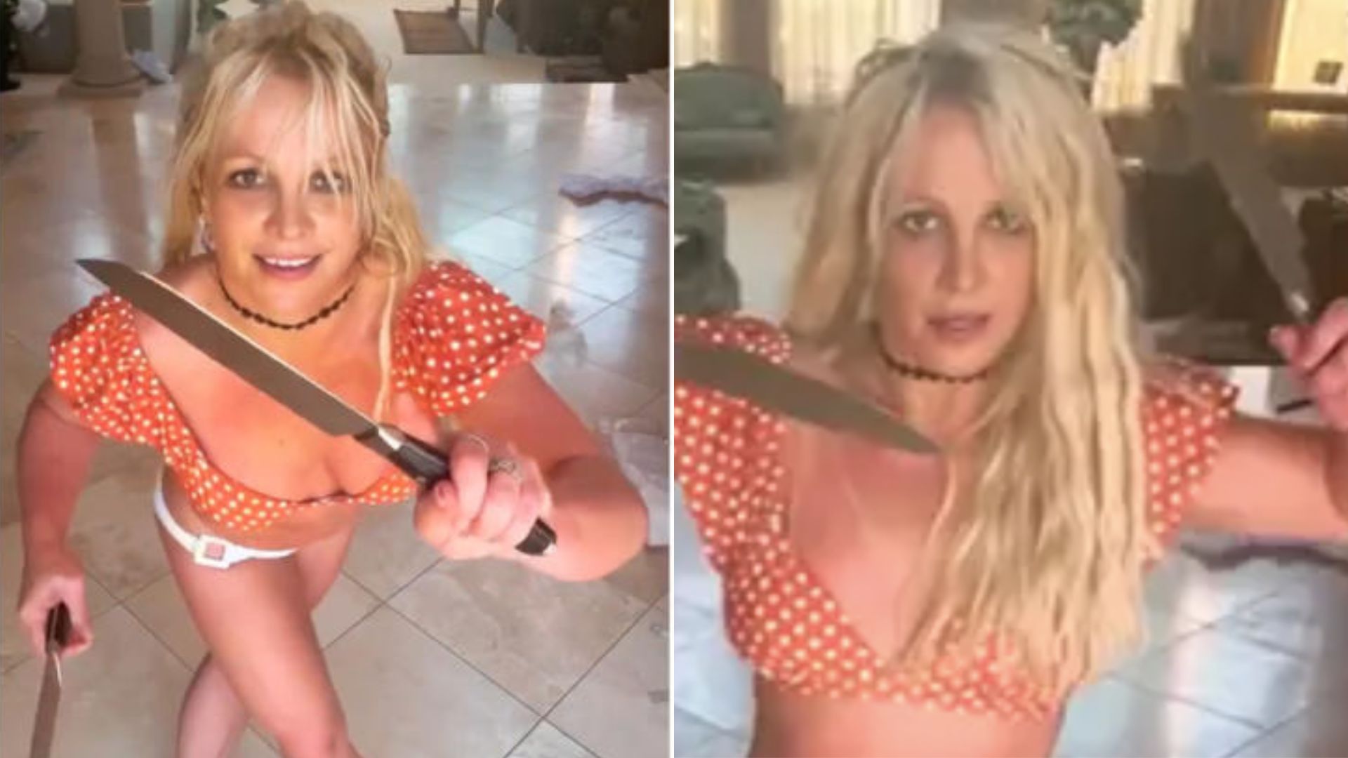 Poliția iar a ajuns la ușa lui Britney Spears. Fanii s-au îngrijorat după ce Britney s-a filmat dansând cu cuțite