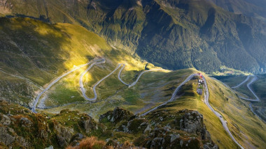 The Transfagarasan highway in Romania, winding through the mountains