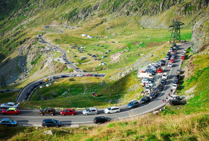 traffic on Transfagarasan mountain road, Romania