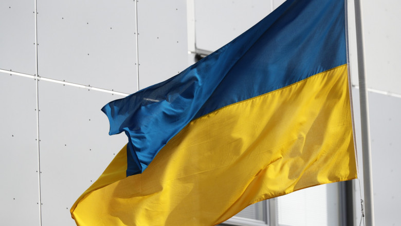 The national flag of Ukraine, Linköping, Sweden - 09 Sep 2023