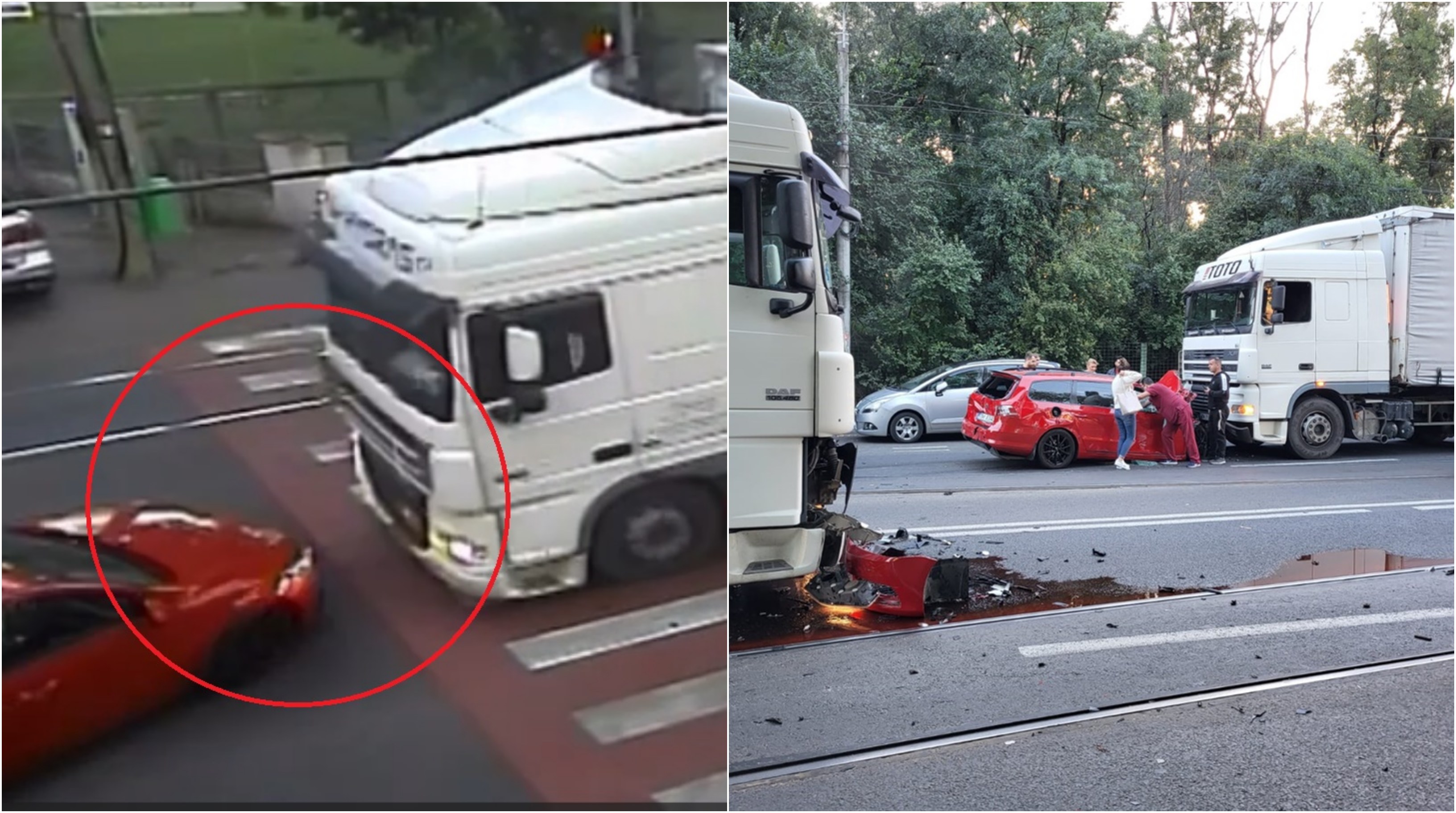 "I-am văzut că fac popice". Filmul tragediei în care un om a murit, după ce a fost lovit de o mașină și proiectat în două camioane