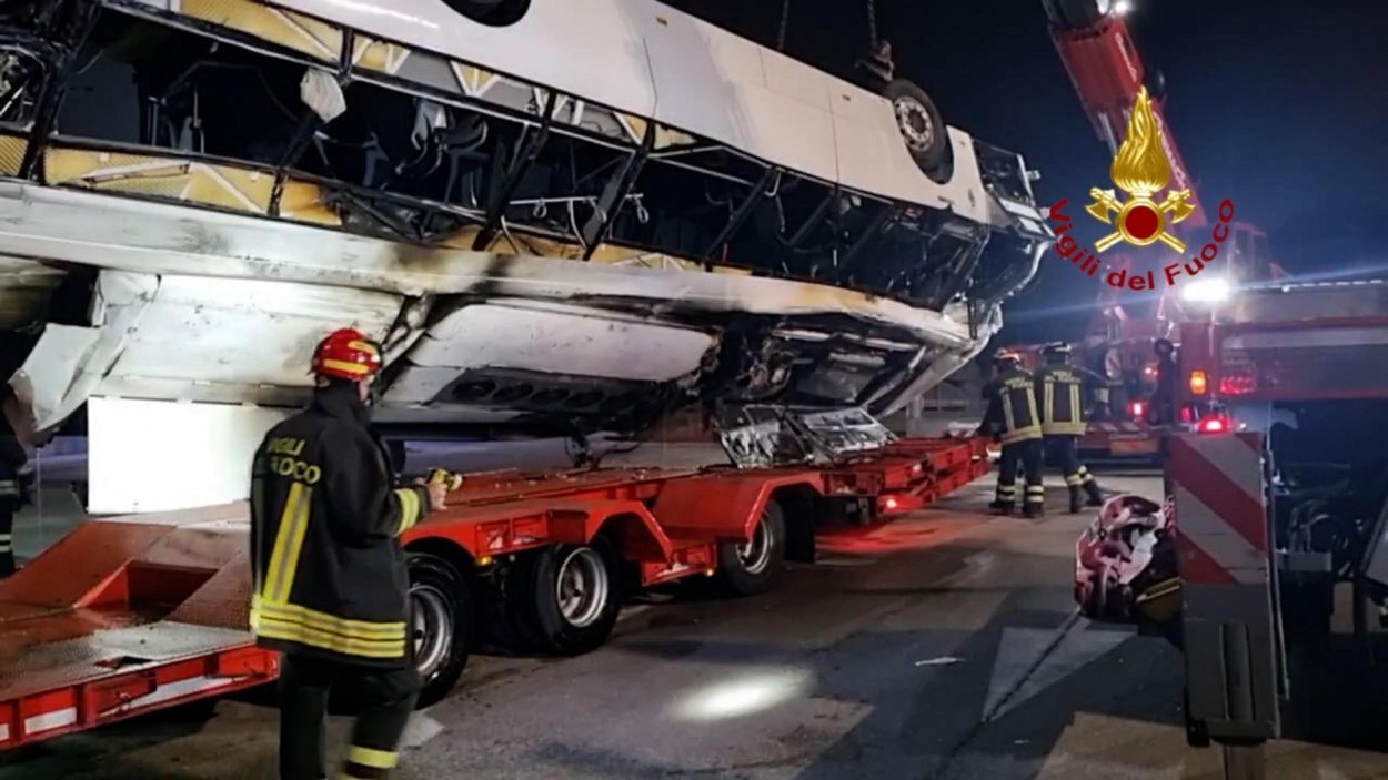 Grafică. Autocarul prăbușit la Veneția a mers 30 de metri pe marginea drumului și a zgâriat balustrada. Ipoteza anchetatorilor