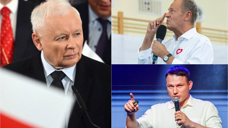 Jarosław Kaczyński, Donald Tusk și Slawomir Mentzen