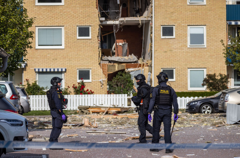 An explosion in an apartment building, Linköping, Sweden - 26 Sep 2023