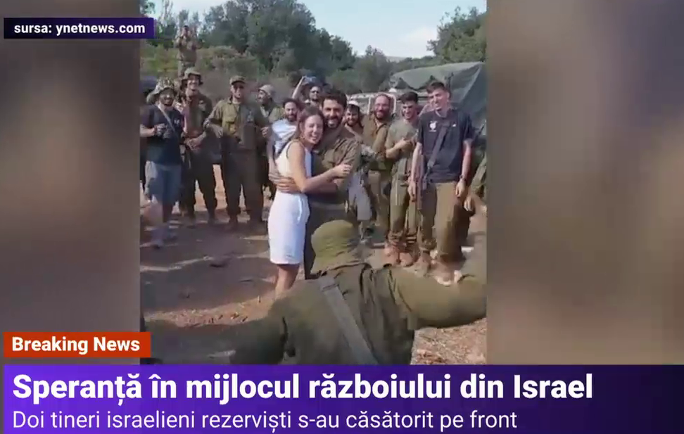 VIDEO. Doi tineri israelieni, mobilizați la granița cu Fâșia Gaza, s-au căsătorit pe front