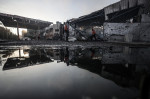 UNRWA warehouse engulfed in flames amidst Israeli bombardment