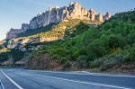 Spain. Barcelona. Beautiful evening view of the mountains of Montserrat. Multi-peaked rocky range