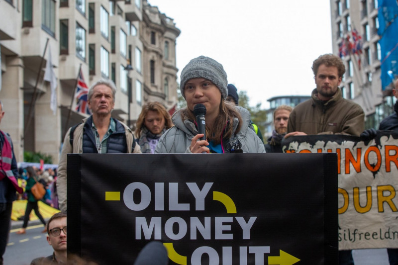 Greta Thunberg At Oily Money Out Protest In London