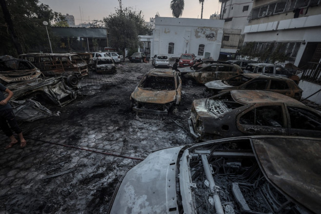 Aftermath of the strike hit Al-Ahli Baptist Hospital in Gaza