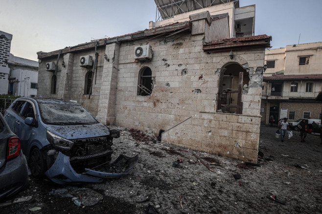 Aftermath of the strike hit Al-Ahli Baptist Hospital in Gaza