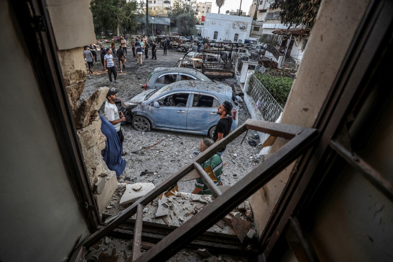 Aftermath of the strike hit Al-Ahli Baptist Hospital in Gaza