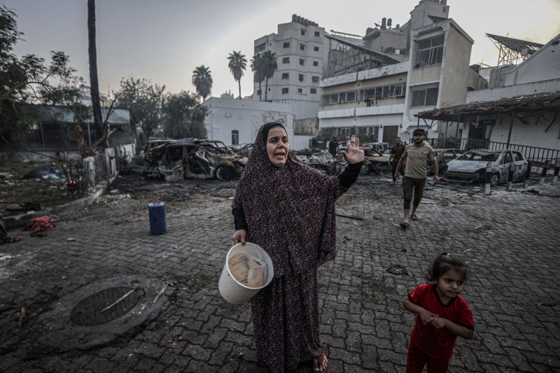 Aftermath of the strike hit Al-Ahli Baptist Hospital in Gaza