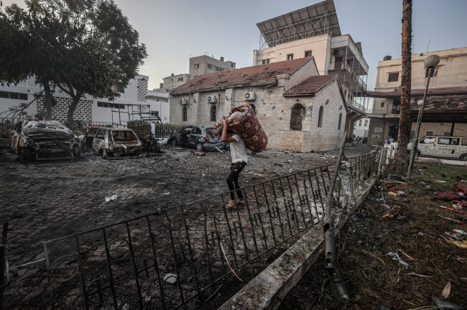 Aftermath of the strike hit Al-Ahli Baptist Hospital in Gaza