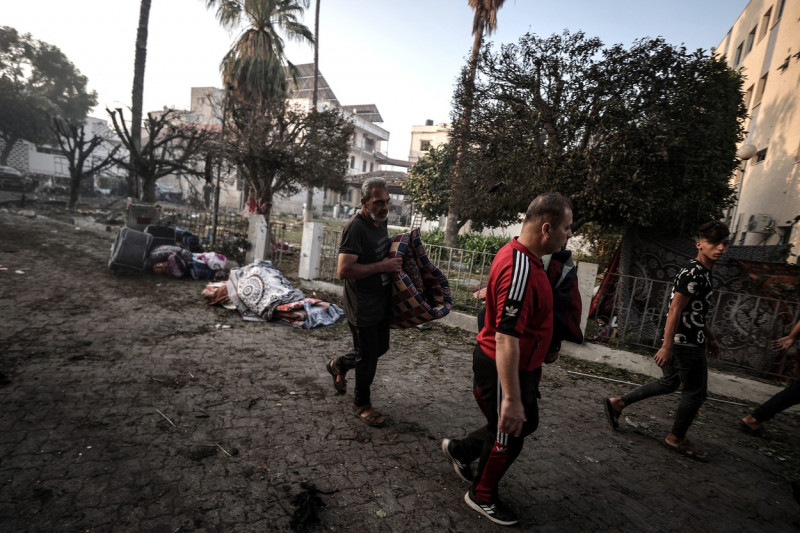 Aftermath of the strike hit Al-Ahli Baptist Hospital in Gaza