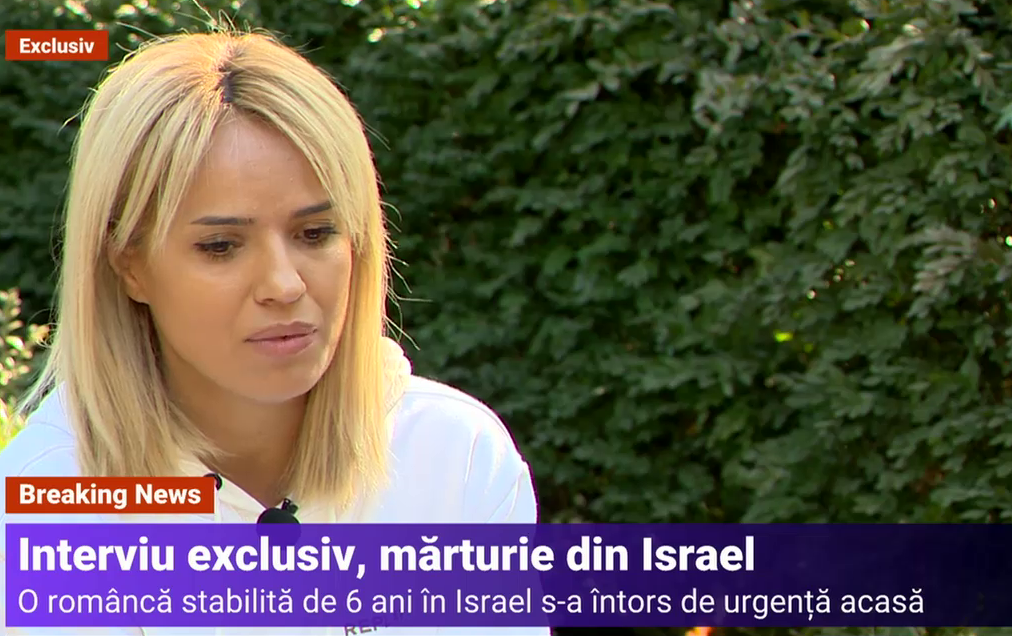 VIDEO. Mărturia unei românce din Israel: „Am văzut că plouă cu rachete. Tinerii fugeau, țipau și se rugau să scape cu viață”