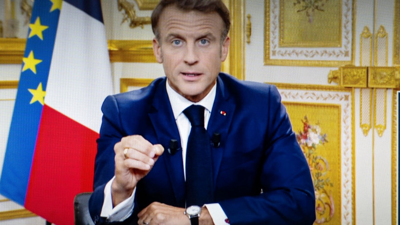 Emmanuel Macron speaks on TV - Paris - 12 Oct 2023