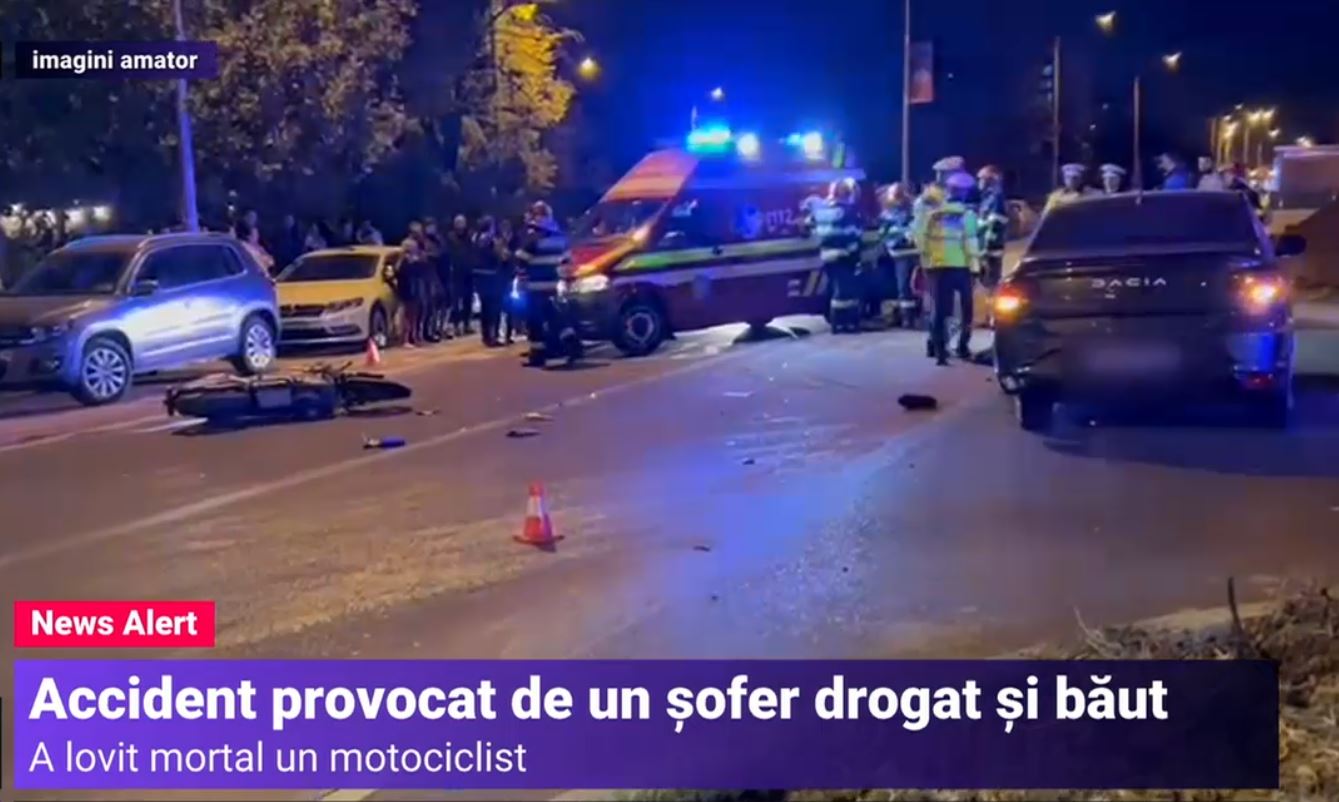 Accident grav în București provocat de un șofer băut și drogat. Un motociclist a murit
