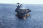 Ionian Sea, United States. 04th Oct, 2023. The U.S. Navy Ford-class aircraft carrier USS Gerald R. Ford leads a formation of ships during operations, October 4, 2023 on the Ionian Sea. Following is the Italian navy aircraft carrier ITS Cavour, Blue Ridge-