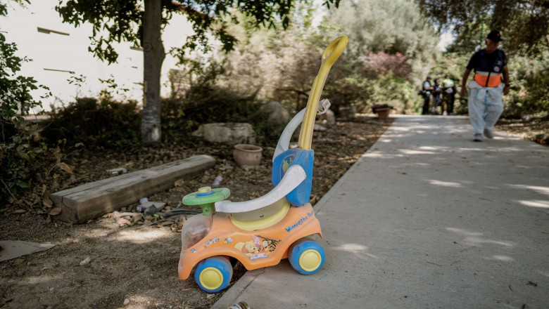 baby toy, The destruction caused by Hamas Militants when they infiltrated Kibbutz Be'eri,