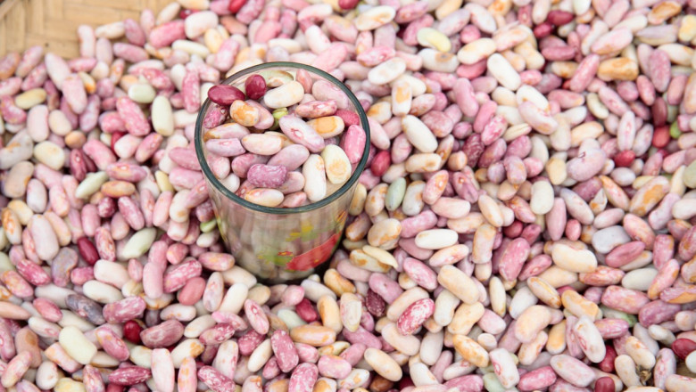 Mixed fresh beans in market