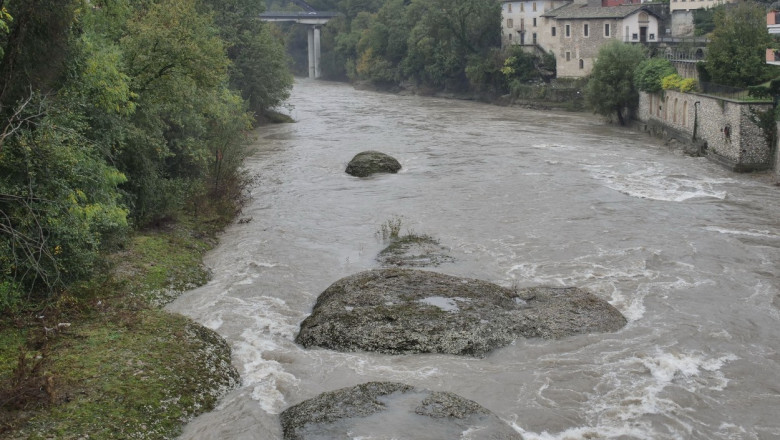 Heavy Rains Cause Rivers To Overflow, Bergamo, Italy - 24 Oct 2023