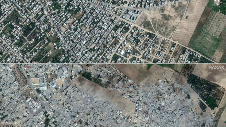 imagini din satelit cu gaza dupa bombardamente