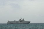 The French amphibious assault ship Mistral (LHD L9013) participates in exercise Caraibes 22 off the coast of Sainte-Rose, Guadeloupe, June 16, 2022. Caraibes 22 is a French-led, large-scale, joint-training exercise in the Caribbean involving naval, air, a