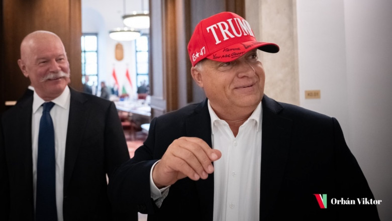 Viktor Orban cu o șapcă primită cadou de la Trump