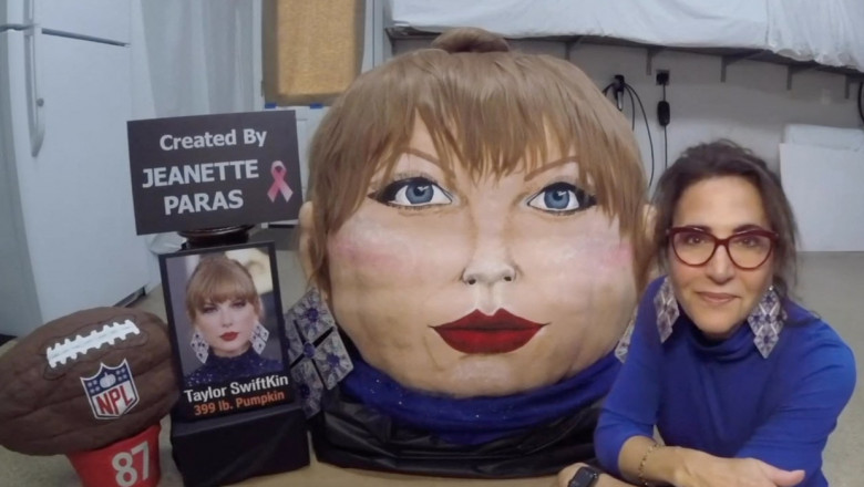 Here's Taylor Swiftkin - a massive pumpkin that looks like Taylor Swift