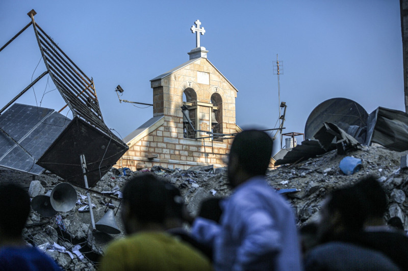 Israel hit the historical church where civilians took shelter in Gaza