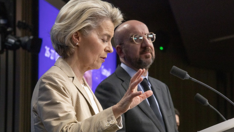 Președinta Comisiei Europene, Ursula von der Leyen. și președintele Consiliului European, Charles Michel.