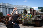 Destroyed tanks in Kyiv, Russian - 28 Jul 2023