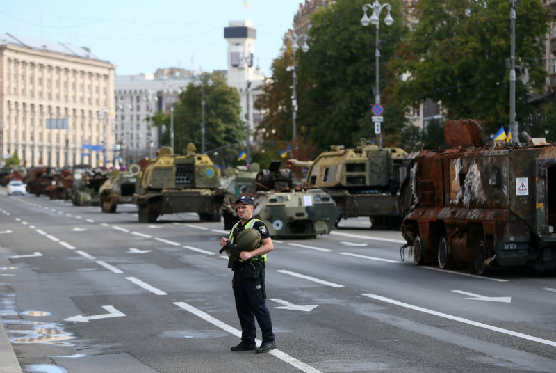 Captured Russian Military Vehicles Displayed Ahead Of Independence Day Celebrations In Kyiv, Amid Russia's Invasion Of Ukraine - 23 Aug 2023