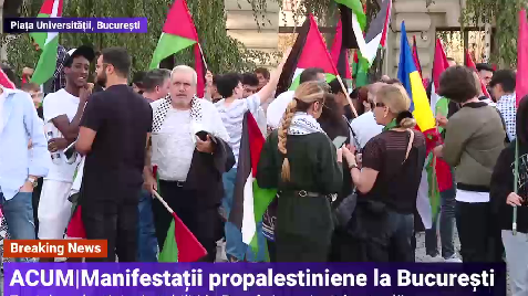 Manifestații pro-Palestina în Capitală. Zeci de palestinieni stabiliți în România au ieșit în stradă
