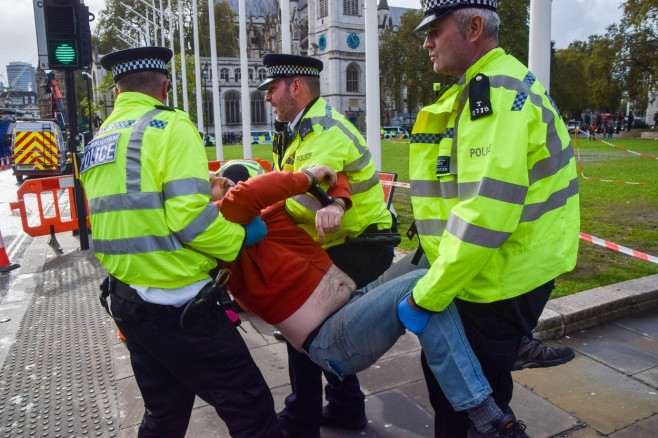 Police arrest dozens of Just Stop Oil activists in Westminster, London, UK - 30 Oct 2023