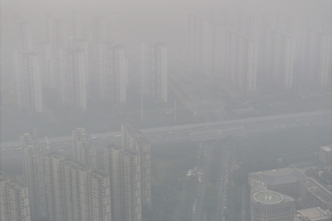 China: Buildings Loom Under Heavy Fog in Nanjing