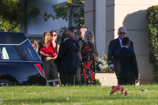 *EXCLUSIVE* Matthew Perry parents Suzanne Perry and John Bennett Perry leave his funeral at Forrest Lawn