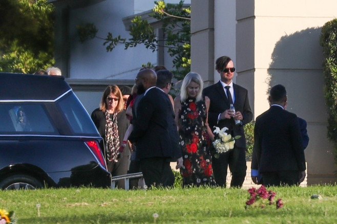 *EXCLUSIVE* Matthew Perry parents Suzanne Perry and John Bennett Perry leave his funeral at Forrest Lawn