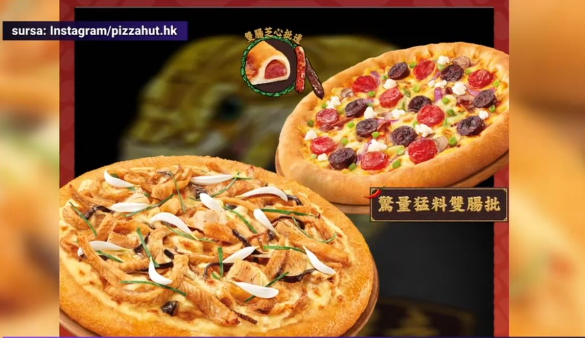 VIDEO Pizza cu bucăți din carne de șarpe: Oferta neobișnuită a unui celebru lanț de pizzerii pentru clienții din Hong Kong