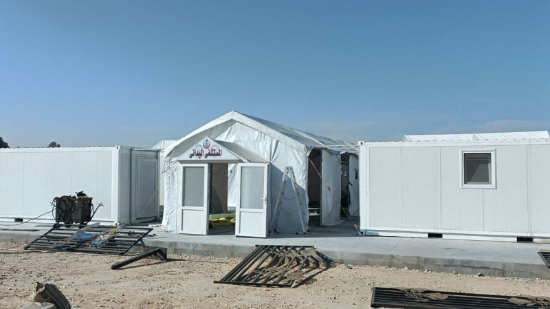 Field hospital being built for wounded Palestinians in Sheikh Zuweid border gate