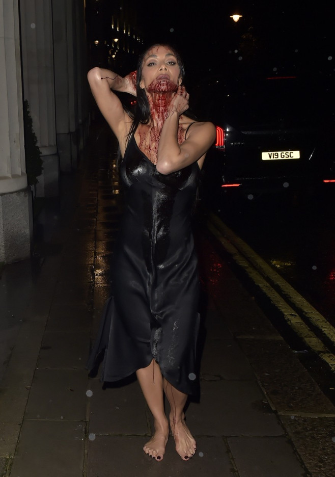 EXCLUSIVE: A Bloodied And Barefoot Nicole Scherzinger Channels Norma Desmond For Halloween 2023