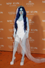 Becky G dressed as Corpse's Bride arrives at Heidi Klum's Annual Halloween Party