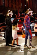 Bradley Cooper and Irina Shayk go trick-or-treating with their daughter Lea in Guardians of the Galaxy-themed costumes