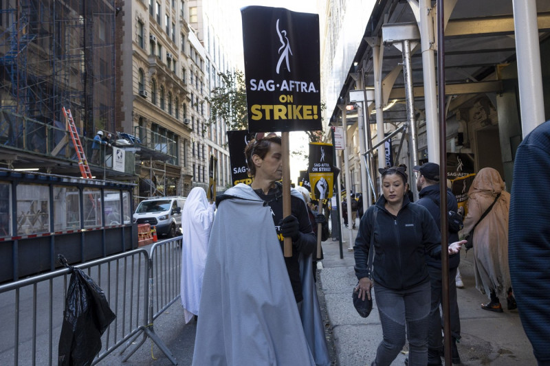 SAG-AFTRA Picket Line At Netflix/Warner Bros. Discovery on Halloween